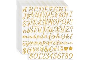 HUIMDERY 1245Pcs Letter Stickers 15 Sheets Alphabet Stickers Vinyl Gold Sticker Letters 1Inch Self-Adhesive Glitter Number ABC Stickers for Scrapbook Water Bottles Graduation Cap Crafts Mailbox Sign (Gold)