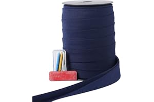 A ANYSSI Bias Tape Double Fold 1 inch, Double Fold Bias Binding Tape 55 Yards (Navy Blue) and 4 Pieces Sewing Fabric Chalks for Crafts, Sewing, Seaming, Hemming, Piping, Quilting.