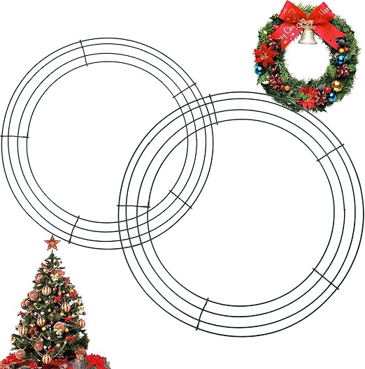 2 Pack Wire Wreath Rings Wreath Frame, Metal Wreath Making Supplies DIY
