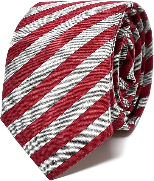 Oxford Collection Cravate Homme à Rayures Rouge Et Gris 100 En Lin Classique Elégante Et Moderne Idéale Pour Un Cadeau Un Mariage Avec Un