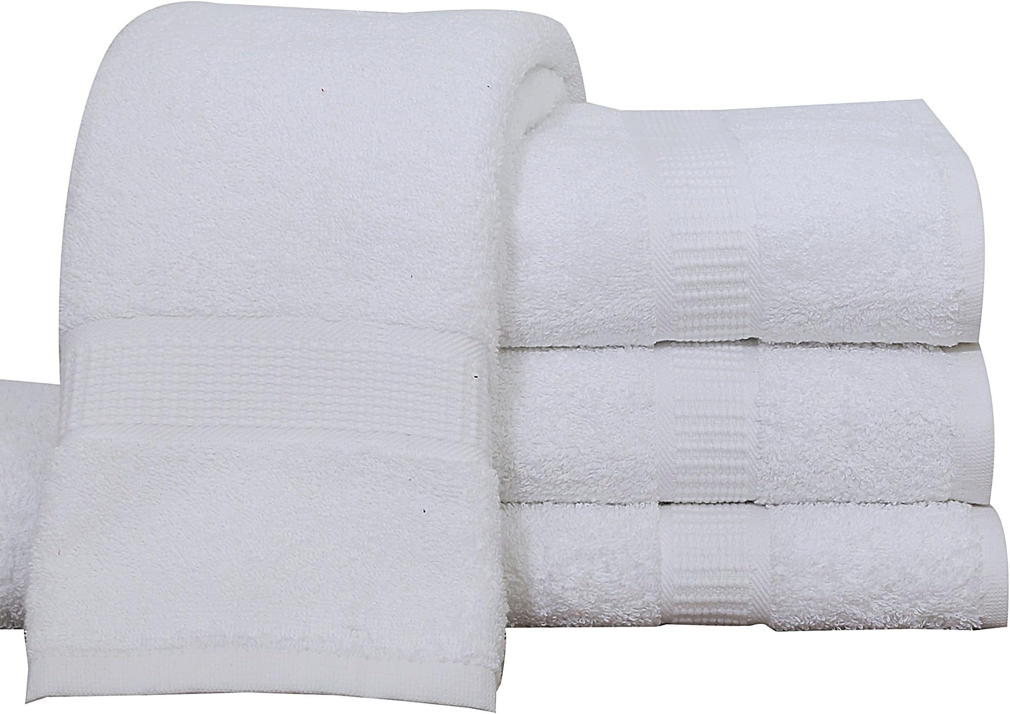 GOLD TEXTILES 12 Pack Premium Luxury Bath Towel (27"x54",17lb/dz) 100% Cotton White Dobby Border Hotel Quality Large Bath Towels (12)