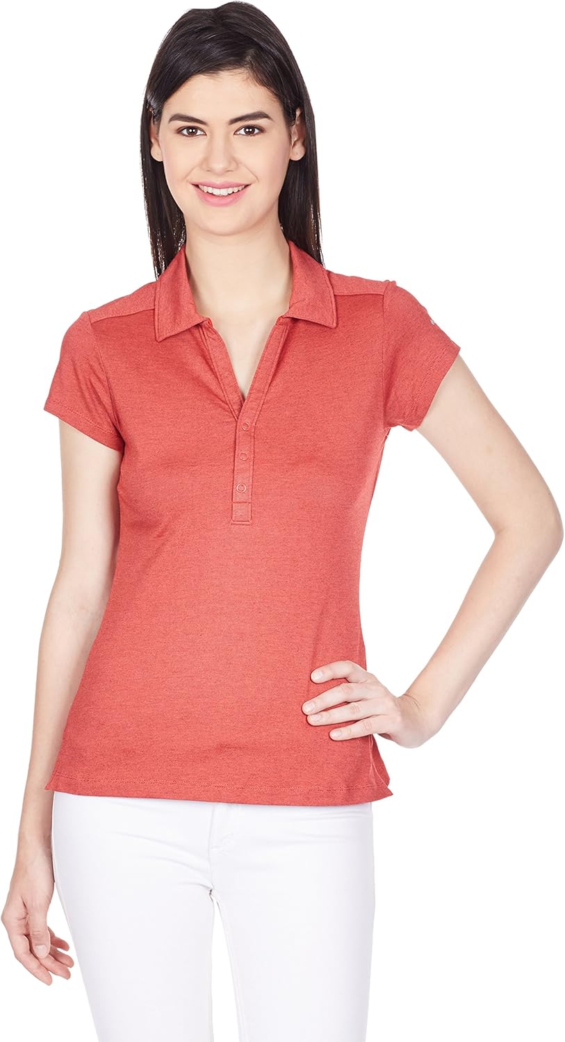 Columbia Women's Shadow Time Polo Shirt, Red Hibiscus, Large: Clothing