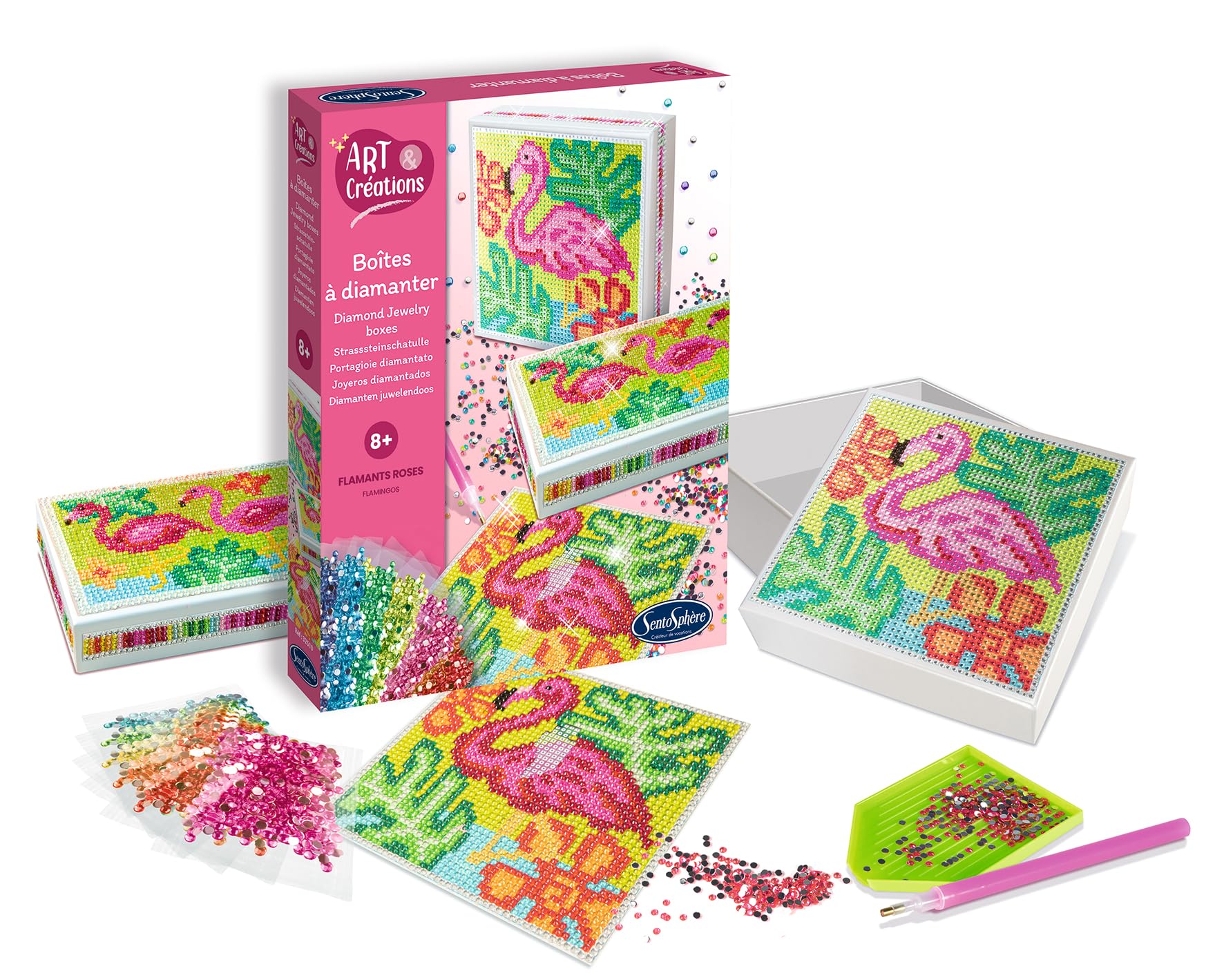 Sentosphere Art & Creations Diamond Boxes - Flamingos