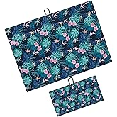 BEITUOLA Tropical Floral Golf Towel 2 Packs Pink Hibiscus Flowers Golf Towels for Golf Bags Men Women Hawaiian Plants Microfiber Waffle Towel with Clip Funny Gift Accessories