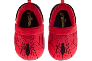 Marvel Spiderman Slipper Boots for Boys - The Amazing Spidey House Shoes Indoor Cozy Plush Slippers (sizes: 5-10 Toddlers / 11-12 Little Kids)