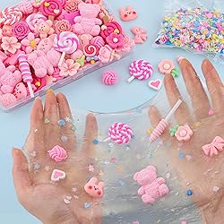 100Pcs Frosted Pink Slime Charms Assorted Cute