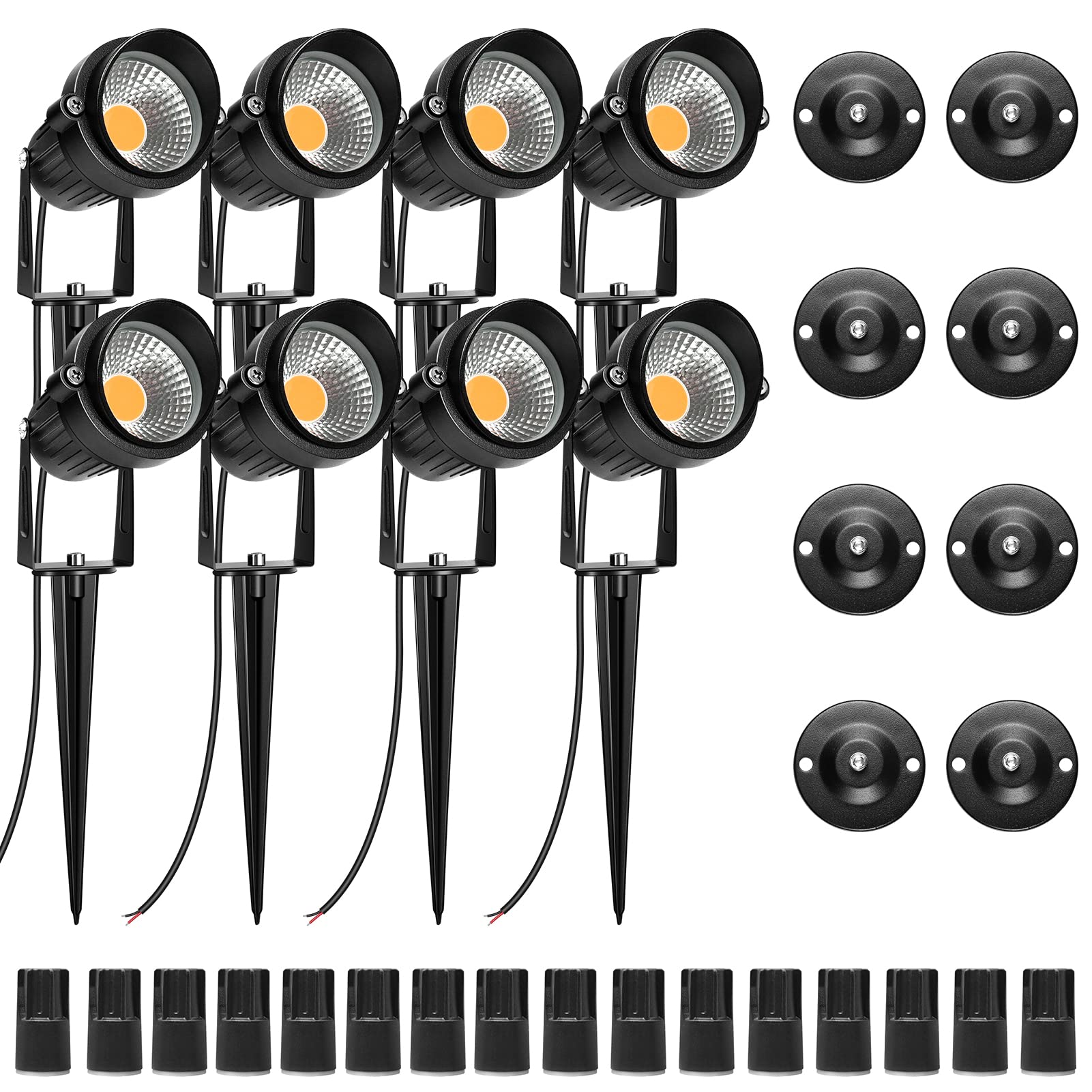 Photo 1 of LightingWill 5W Landscape Lighting, Warm White 3000K-3500K, DC 12V LED Low Voltage Landscape Lights, IP65 Waterproof Pathway Lights for Outdoor Garden, Yard, Fence, House, Lawn, Tree, Flags (8 Pack)