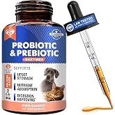 Probiotics &amp; Prebiotics with Enzymes for Dogs and Cats - Digestive Gut Flora Health Pet Food Supplements - Constipation &amp; Diarrhea and Gas Home Remedy - Upset Stomach Relief