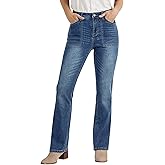 luvamia Bootcut Jeans for Women Trendy High Waisted Classic Boot Cut Stretchy Denim Pants Patch Pocket Trouser Jeans