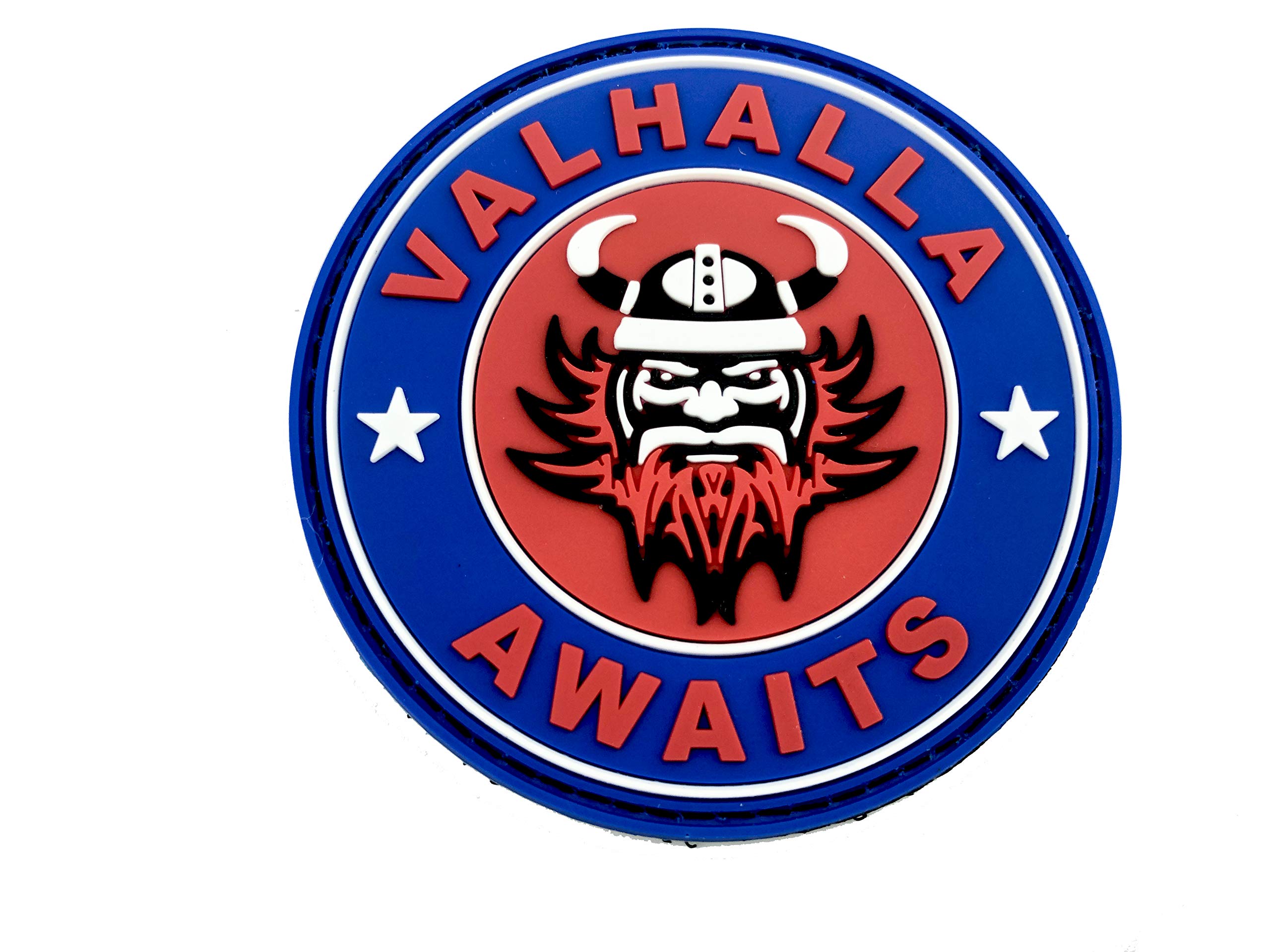 Valhalla Awaits Viking Blue Red PVC Airsoft Paintball Patch
