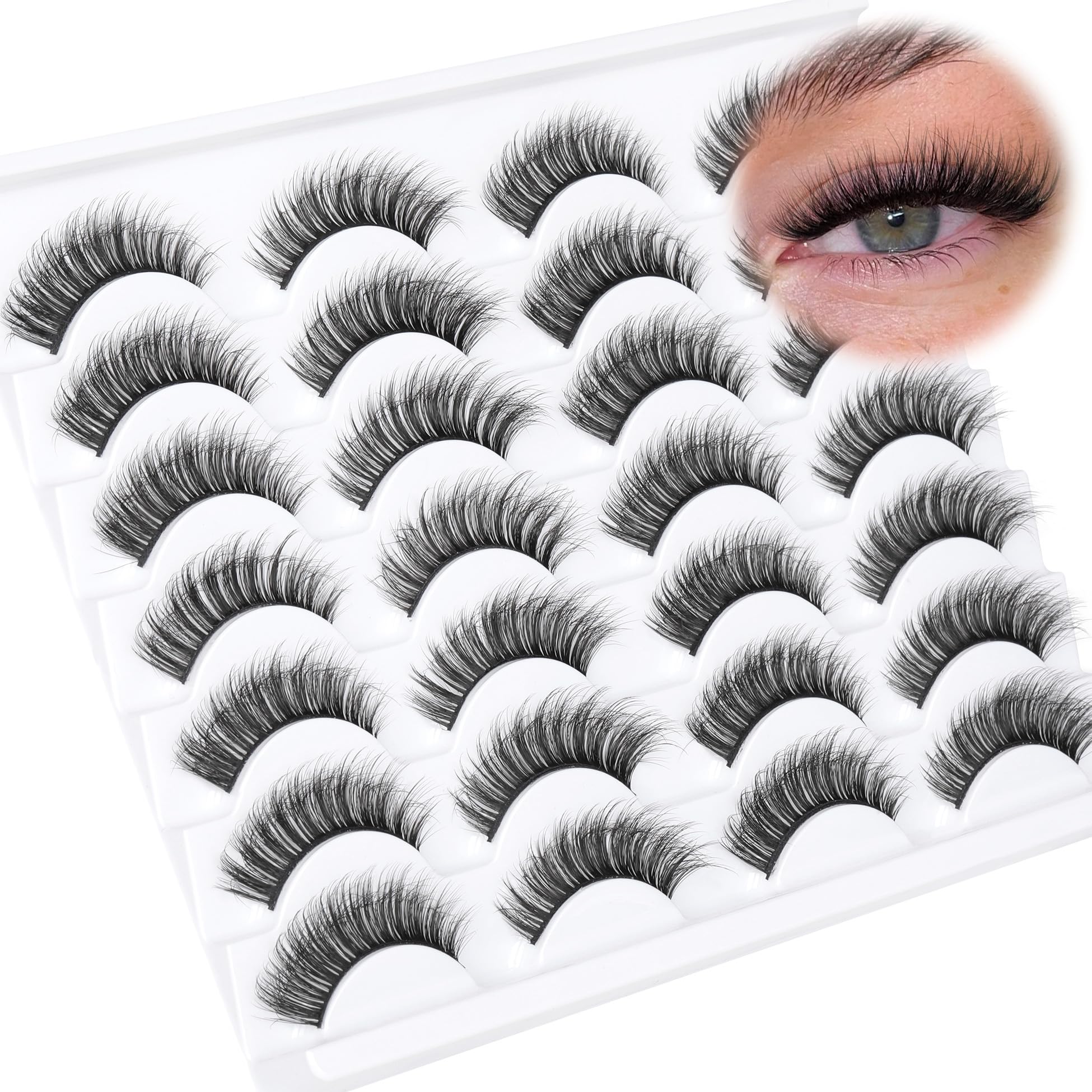 Photo 1 of False Eyelashes Wispy Lashes Natural Fake Eyelashes Cat Eye Lashes that Look Like ExtensionsMink Lashes Pack by TNFVLONEINS