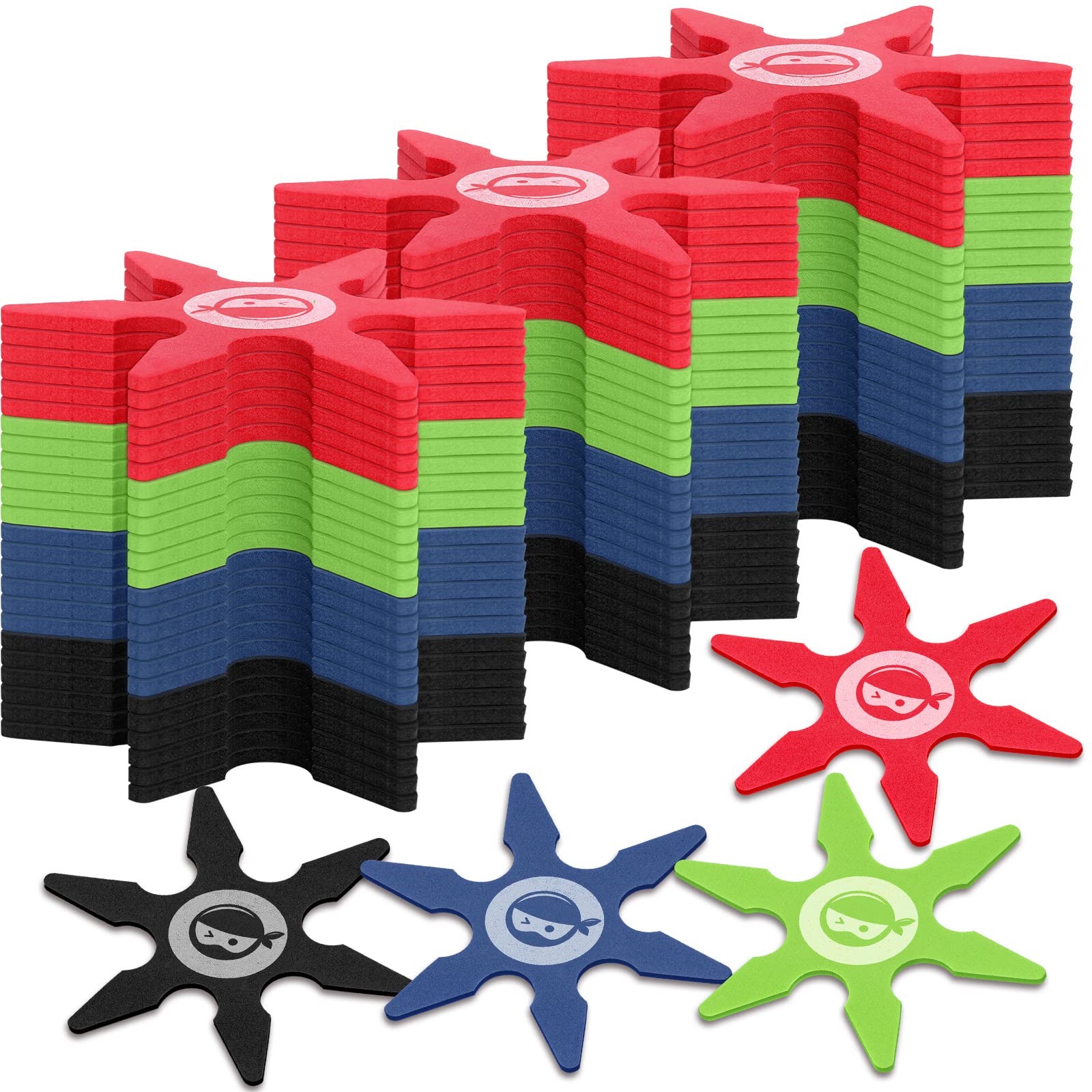 Photo 1 of Chivao Ninja Foam Star Toys Small Throwing Foam Stars Throwing Toys Ninja Party Favors for Birthday Party Costume Accessory Halloween Cosplay, 4 Inch(24 Pcs,Blue, Red, Black, Green)