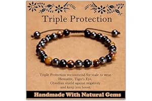 CHCCOYE 468Handmade Adjustable Natural Gemstone Crystal Bracelet Healing Power Energy Inspirational Gifts with Card for Unisex