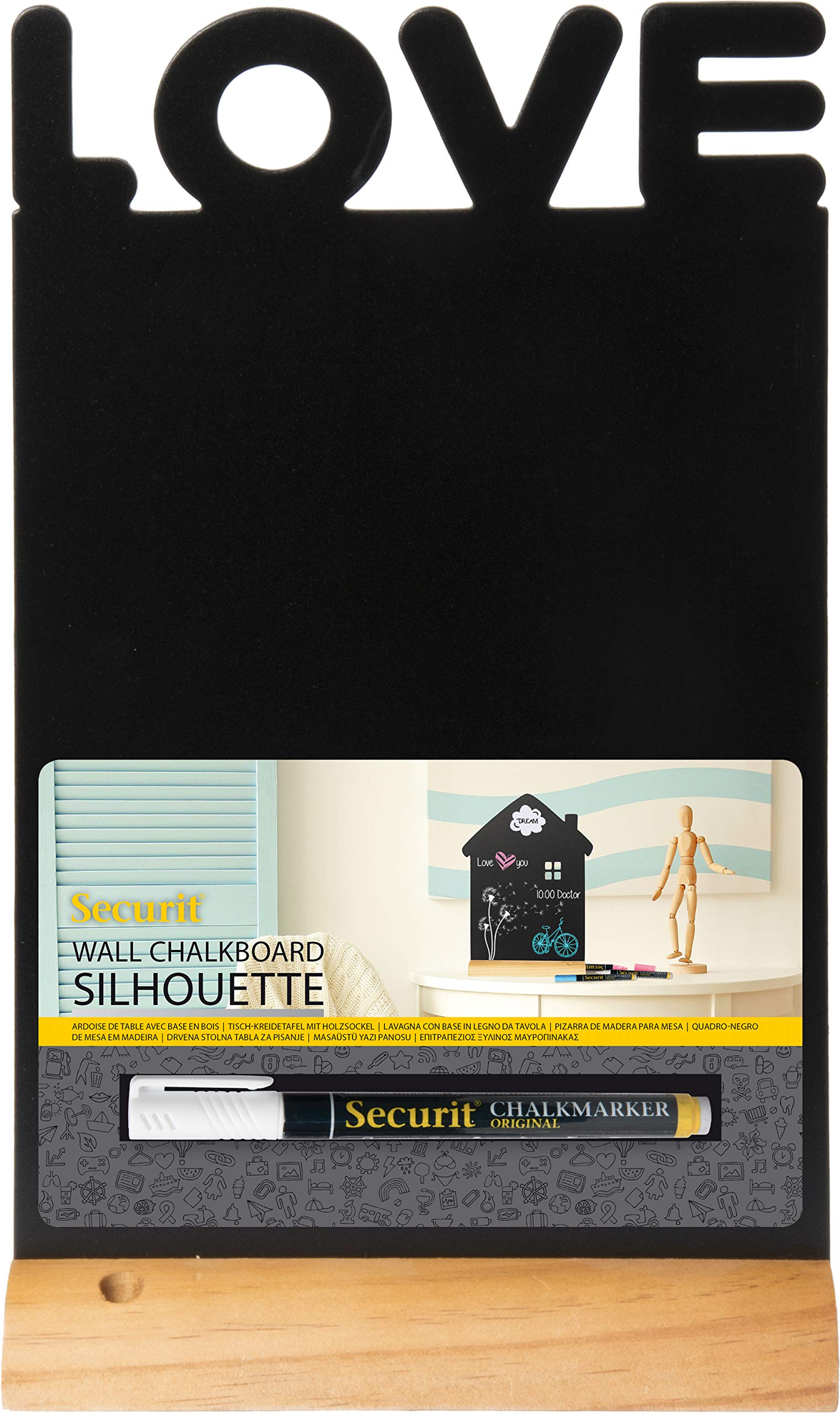 Securit Silhouette Love Board with Chalk Marker, 35 x 21 x 6 cm, Multi-Color, 34,5x21x6cm