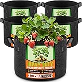 Jorvila 5 Pack 5 Gallon Grow Bags, Thickened Nonwoven Fabric Planter Pots with Handles, Heavy Duty 300G Garden Pots for Tomato, Potato and Vegetable