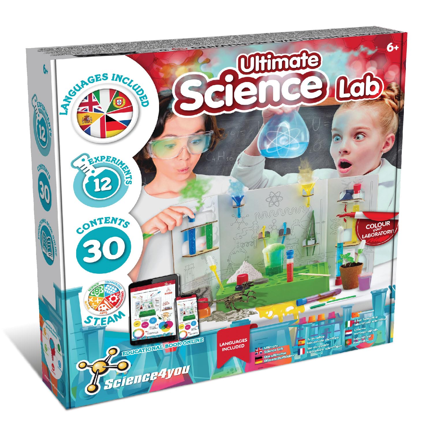 Science4you Science Lab for Kids Age 5 6 7+ - Make Your Own Chemistry Set, Educational Chemistry Kits for Kids Age 6 + Science Experiments, Games, Stem Toys and Gifts for Boys and Girls Age 5 6 7 8+