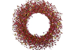 Egolot 24 Inch Suger Red Berry Wreath for Winter and Christmas Home Decoration, Large Size Red Berries Wreath for Indoor and Outdoor Use, Winter Berry Wreath for Seasonal Decoration