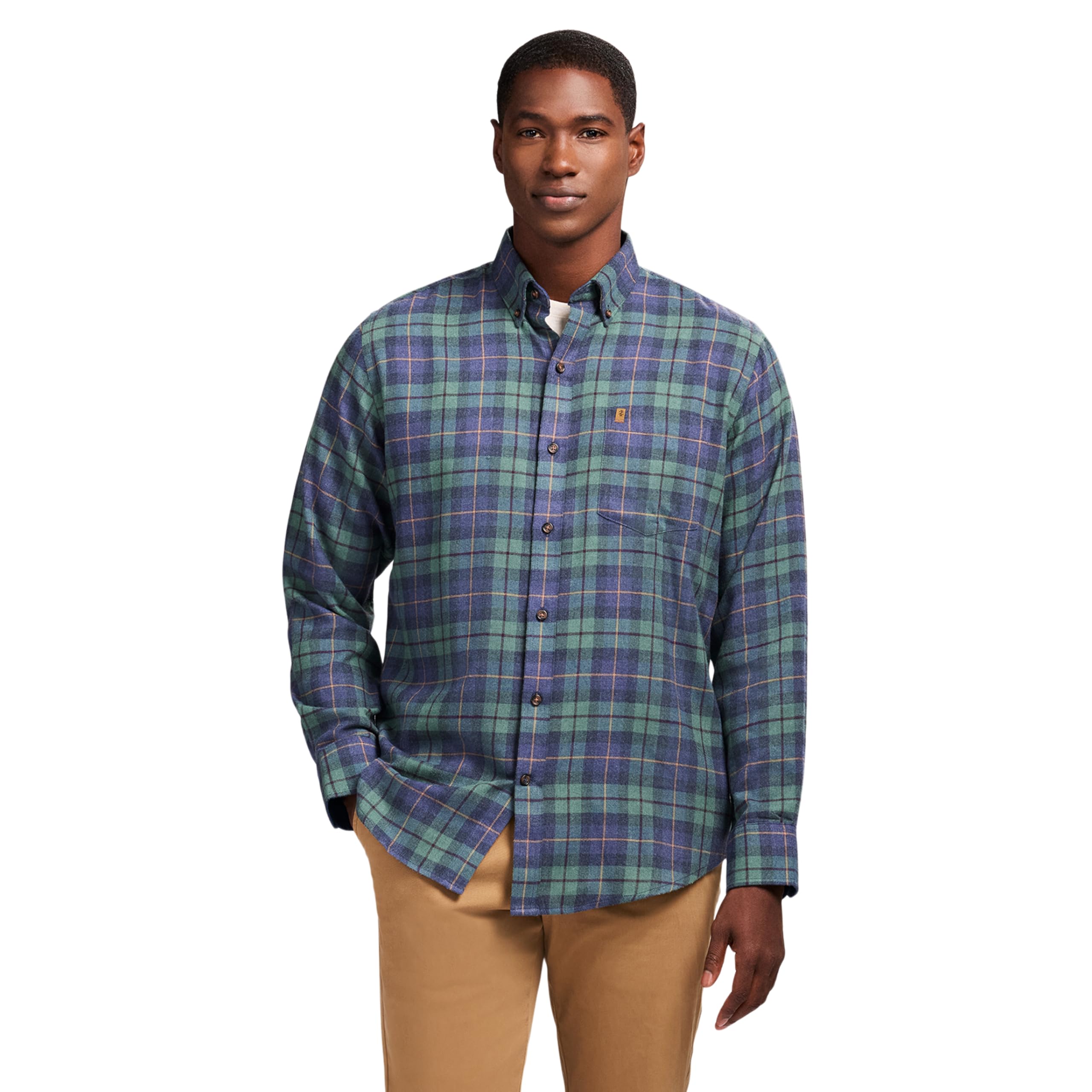 Izod Men's Stratton Flannel Long Sleeve Button Down Shirt, Medieval Blue, XX-Large Image