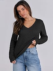 ANRABESS Womens Long Sleeve Cable Knit Sweater 2025