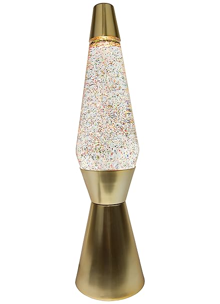 FISURA LT0463 Lava Lampe Farbe Gold Matte 40cm Flüssigkeit transparent Magma Glitter Gold. Metall und Kristall