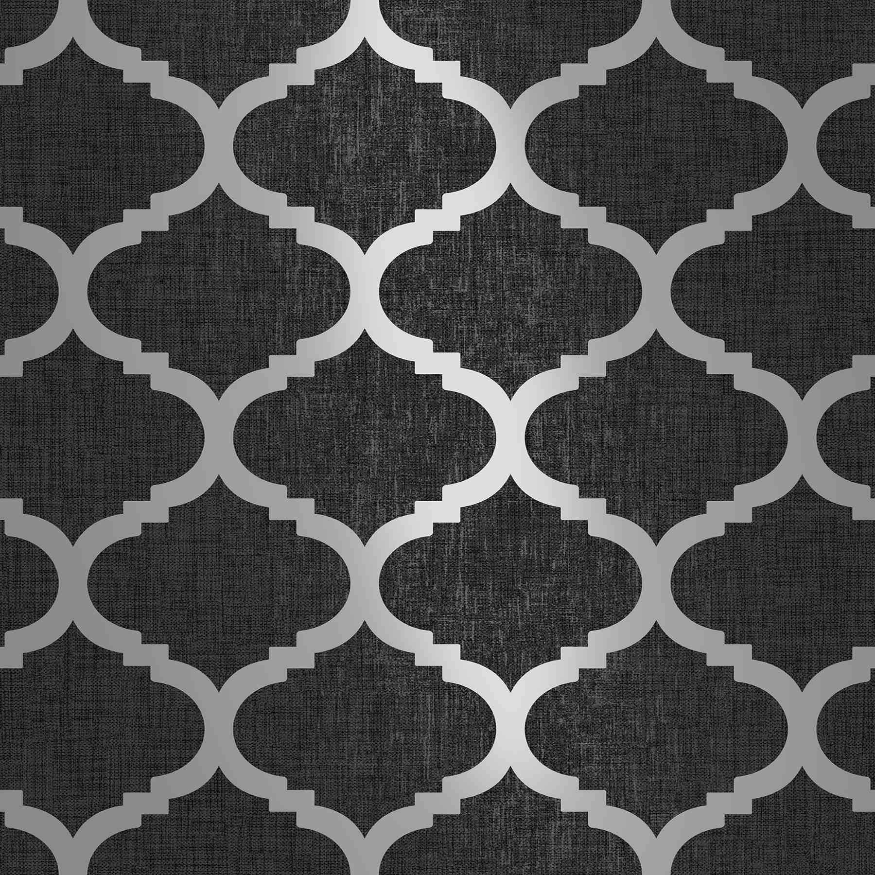Muriva Geometric Trellis Metallic Silver Gold Navy Charcoal Grey Feature Wallpaper