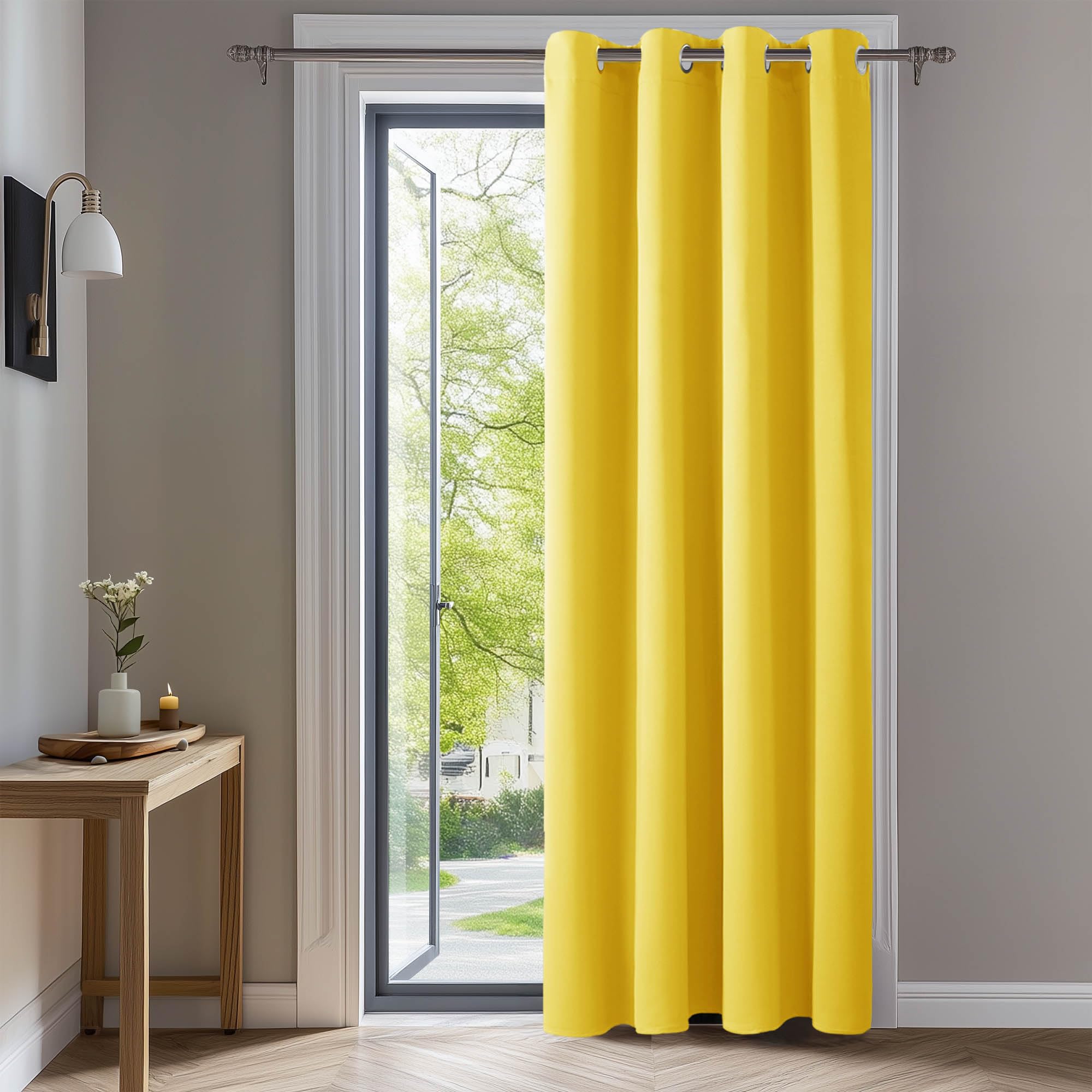Deconovo Blackout Curtains - Super Soft, Thermal Insulated, Energy Saving, Eyelet Curtains for Kids' Bedroom - Mellow Yellow, 55 x 114 Inch, 1 Panel