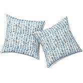 TWLEAR Outdoor Pillows for Patio Furniture 18x18 inch, Square Outdoor Throw Pillows with Inserts, Decorative Toss Pillows for Garden Couch Home Sofa Office Chair, Pack of 2, Pebble Blue