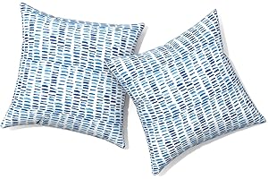 TWLEAR Outdoor Pillows for Patio Furniture 18x18 inch, Square Outdoor Throw Pillows with Inserts, Decorative Toss Pillows for Garden Couch Home Sofa Office Chair, Pack of 2, Pebble Blue