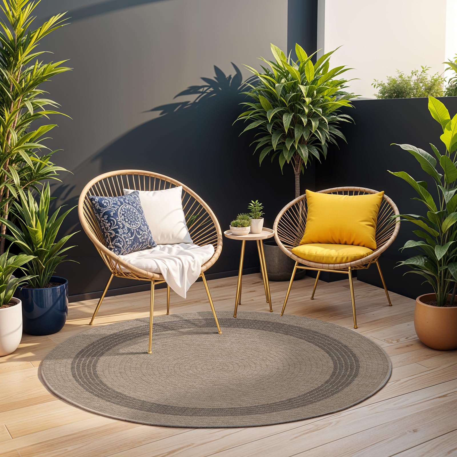 Livabliss Sintra Indoor Outdoor Rug - Boho Runner Rugs for Living Room 80x150 cm Dining, Hallway Carpet, Patterned Neutral and Coloured Rugs, Waterproof, Stain Durable - Beige and Grey