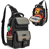 Trahzia Electrician Tool Pouch Bag, Zippered HVAC Tool Organizer | Heavy-Duty Canvas Fabric, Ergonomic Handle, Removable Shoulder Strap, Ideal for Maintenance Repair Technician