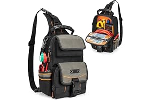 Trahzia Electrician Tool Pouch Bag, Zippered HVAC Tool Organizer with Ergonomic Handle and Shoulder Strap for Maintenance Rep