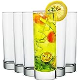 LUXU Premium Highball Drinking Glasses (Set of 6)-10 oz Tom Collins Glasses,Clear Tall Glass Cups,Cute Cocktail Glasses,Lead-free Water Glasses Bar Glassware for Mojito Beverages and Mixed Drinks