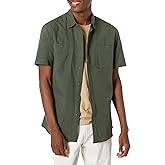Amazon Essentials Men's Regular-Fit, Short-Sleeve Button-Down Chambray Shirt