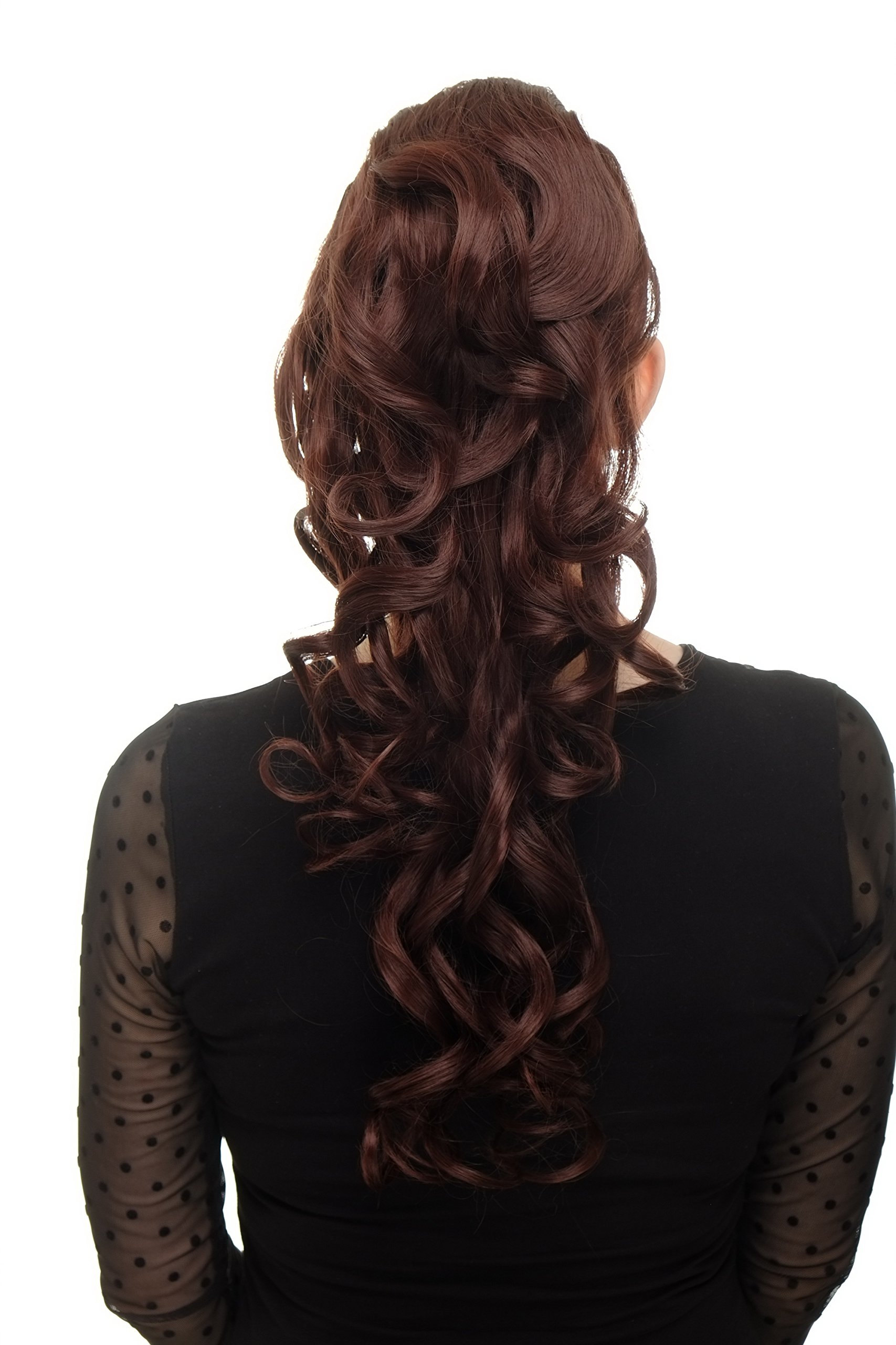 wig me up WK03-33 Hairpiece ponytail with combs and elastic draw string curly voluminous very long mahogany redbrown 23 inch โ image 1