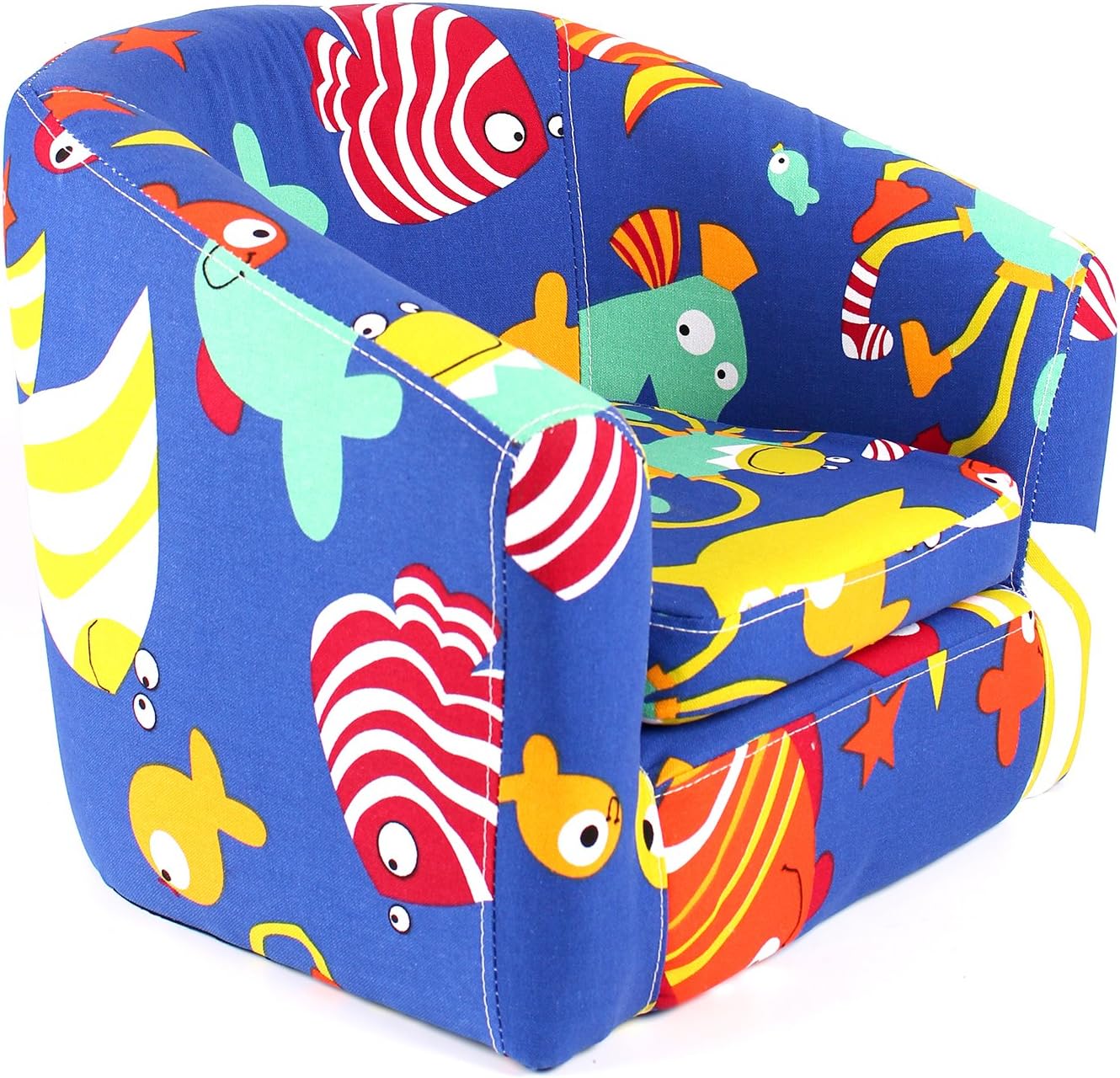 Kidโs Armchair Childrenโs Roundy Chair Cartoon Sofa Wooden Frame (Upgraded Under The Sea)