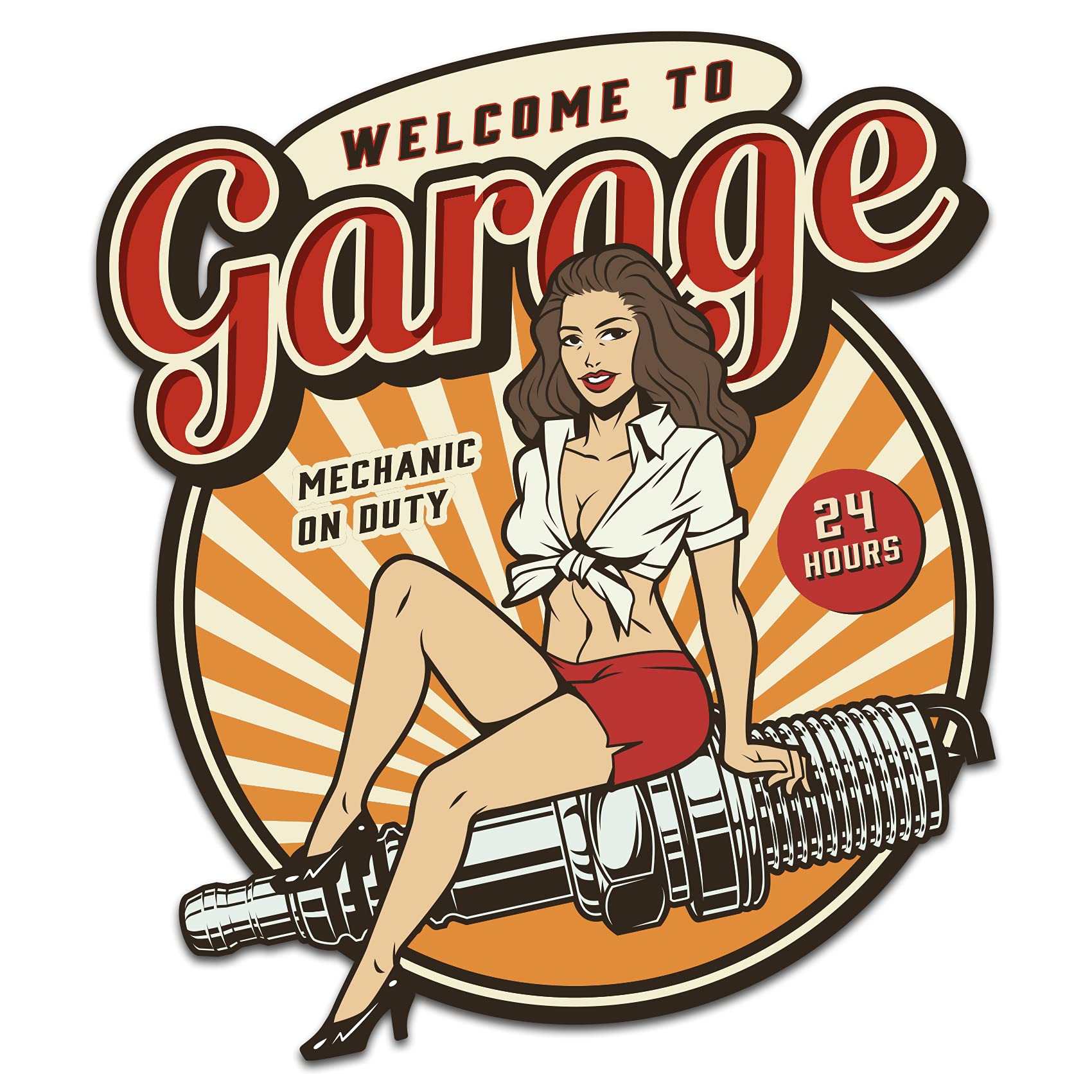 Retro Vintage Sticker Finest Folia Sticker Old School Ace Cult Rockabilly (R149-1 Garage Mechanic) — image 1