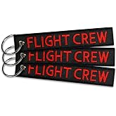 AIXEPA Flight Crew Black/Red Fabric Keychain 5.5" x 1" (3-Pack)