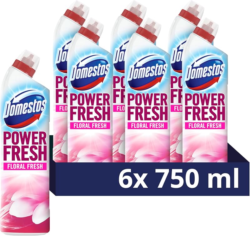 Domestos Power Fresh Floral Toilet Gel 6x750ml removes 99.99% germs