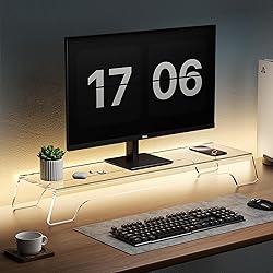 AFOOYO Clear Acrylic Dual Monitor Stand Riser,LED