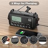 Mesqool DAB Wind Up Radio 5000mAh Solar Powered SOS Alarm USB Charge view 3