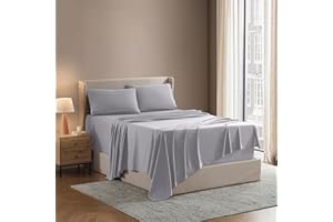 Nestl Full XL Sheet Set - Luxury 1800 Ultra-Soft Microfiber Full Extra Long Bed Sheets - Double Brushed - Deep Pockets - Easy Fit - 4 Piece Set - Bedding Sheets & Pillowcases (Full XL, Light Grey)