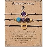 Risyfjew Zodiac Birthstone Bracelet for Women 8mm Natural Stone Bracelet Healing Crystals Jewelry Birthday Gift