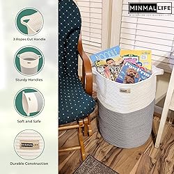 Minmallife Cotton Rope Basket for Storage with