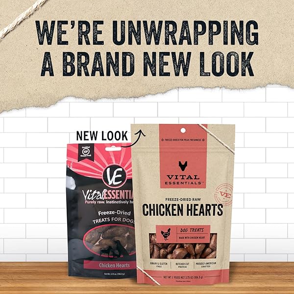 VITAL ESSENTIALS CHICKEN HEARTS DOG TREATS, 3.75 OZ | FREEZE-DRIED RAW | SINGLE INGREDIENT | PREMIUM QUALITY HIGH PROTEIN TRAINING TREATS | GRAIN FREE, GLUTEN FREE, FILLER FREE