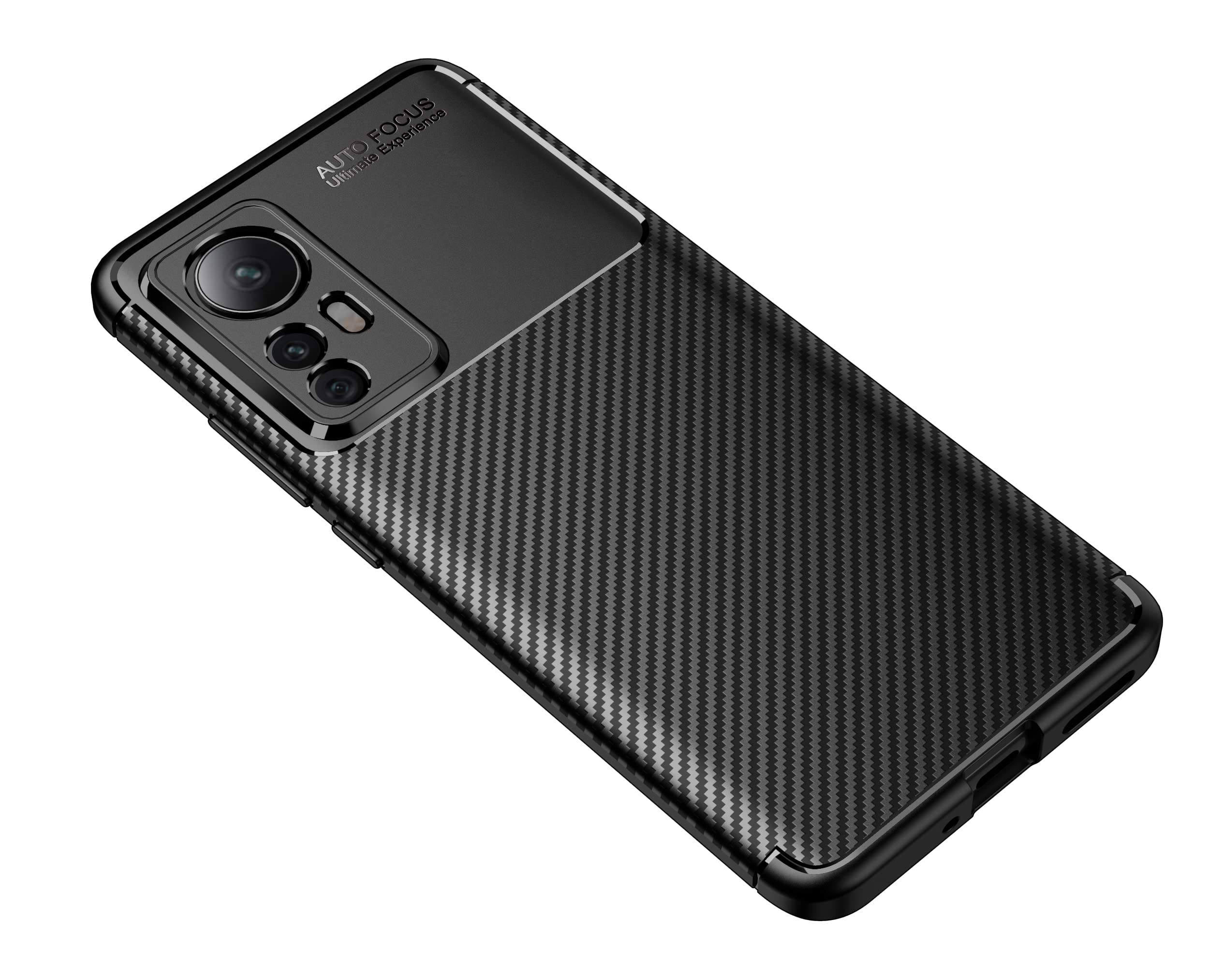 CruzerLite Case for Xiaomi Mi 12 Case, Carbon Fiber Texture Design Cover Anti-Scratch Shock Absorption Case for Xiaomi Mi 12 (2022) (Carbon Black)