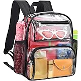 MAY TREE Small Clear Backpack Stadium Approved for Women Clear Bag for Stadium Events Concert Sporting, Black