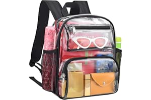 MAY TREE Clear Backpack Stadium Approved for Women and Men, Clear Bag for Stadium Events, Transparent bag for Concert Sporting Festival, Black