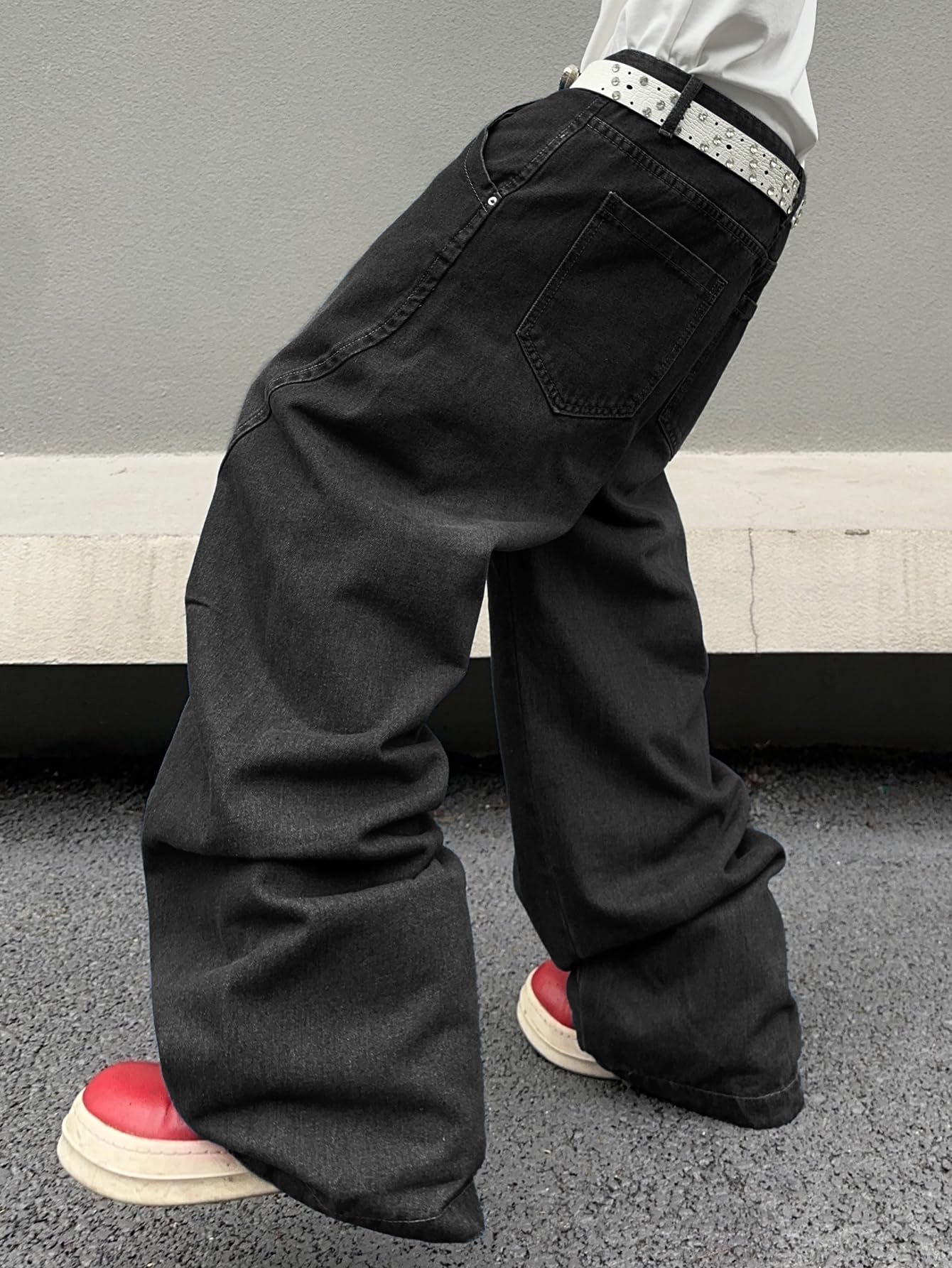 DFGIGT Men's Irregular Sutures Y2k Hip Hop Baggy Jeans Wide Leg Denim Pants Casual Loose Fit Trousers Streetwear