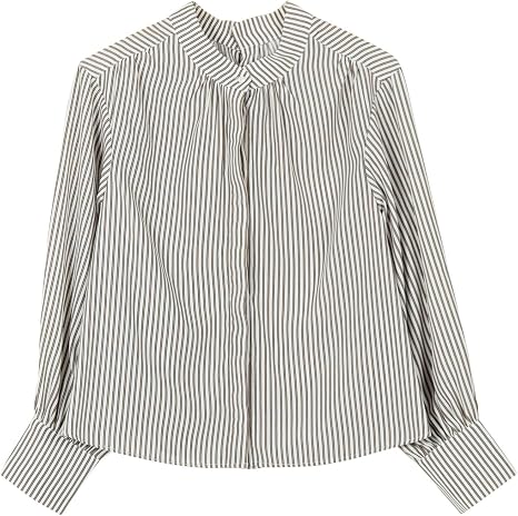 Amazon 神戸レタス 田中亜希子さんコラボ バンドカラー ブラウス ワンピース E2687 レディース フリー ブラウス ストライプ ワンピース チュニック 通販