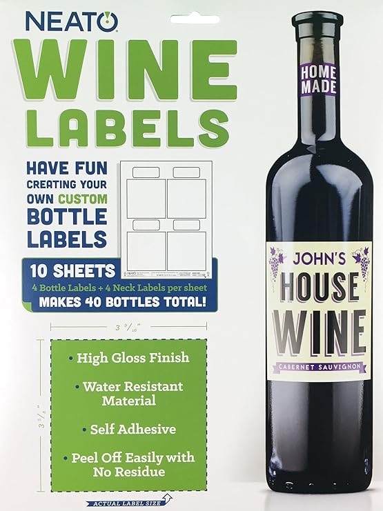Neato Blank Wine Bottle Labels with Online Design Software High Gloss